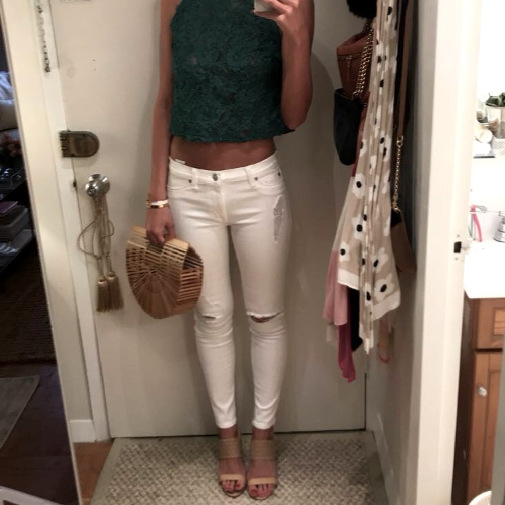 Hudson Jeans - White Low rise Distressed, Skinny